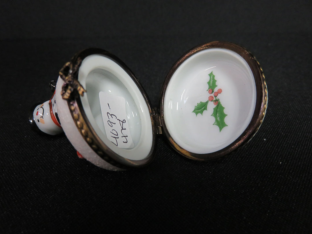 Limoges Eximious Snowman Trinket Box
