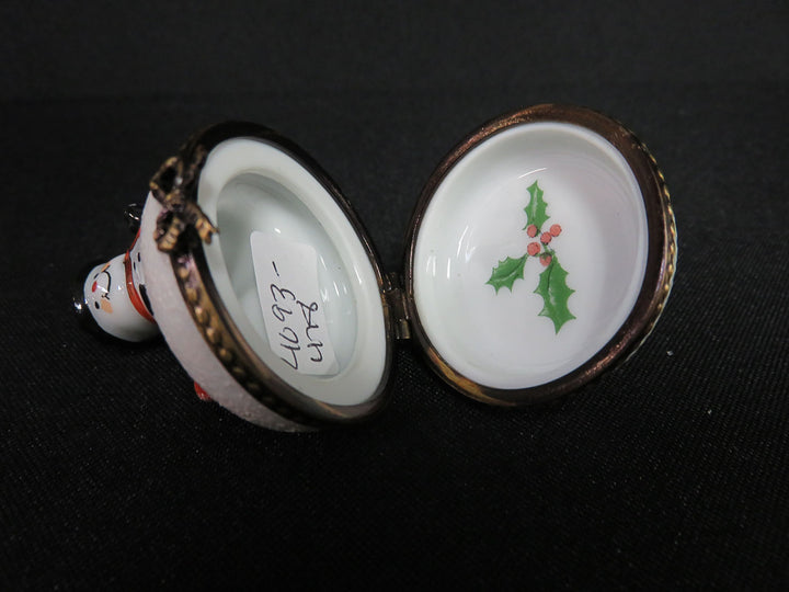 Limoges Eximious Snowman Trinket Box