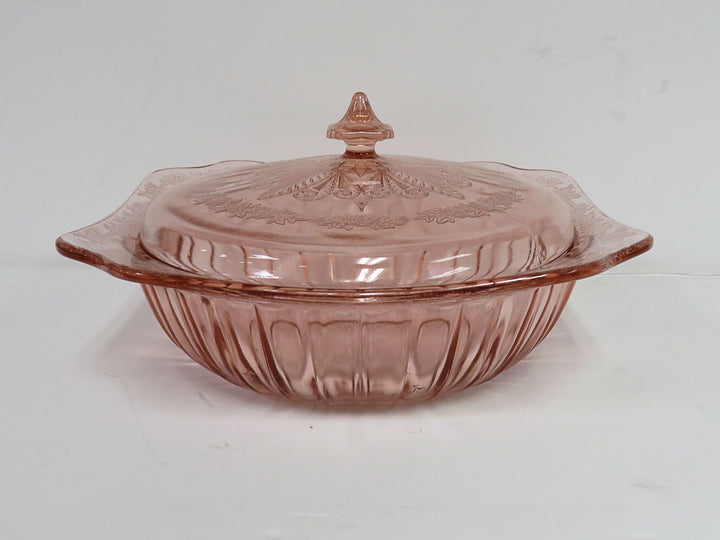 Depression Glass Covered Bowl