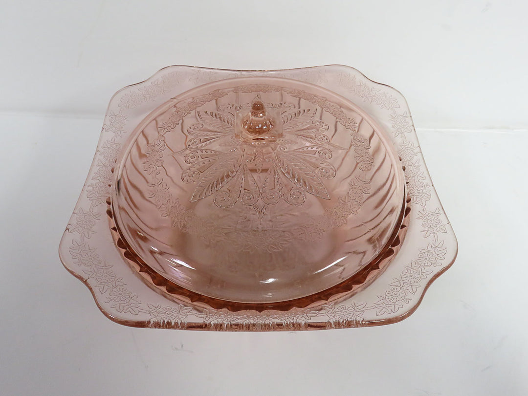 Depression Glass Covered Bowl