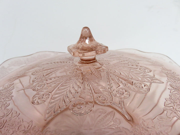 Depression Glass Covered Bowl