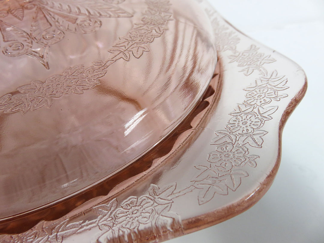 Depression Glass Covered Bowl