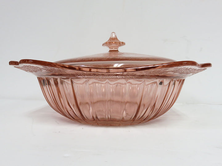 Depression Glass Covered Bowl