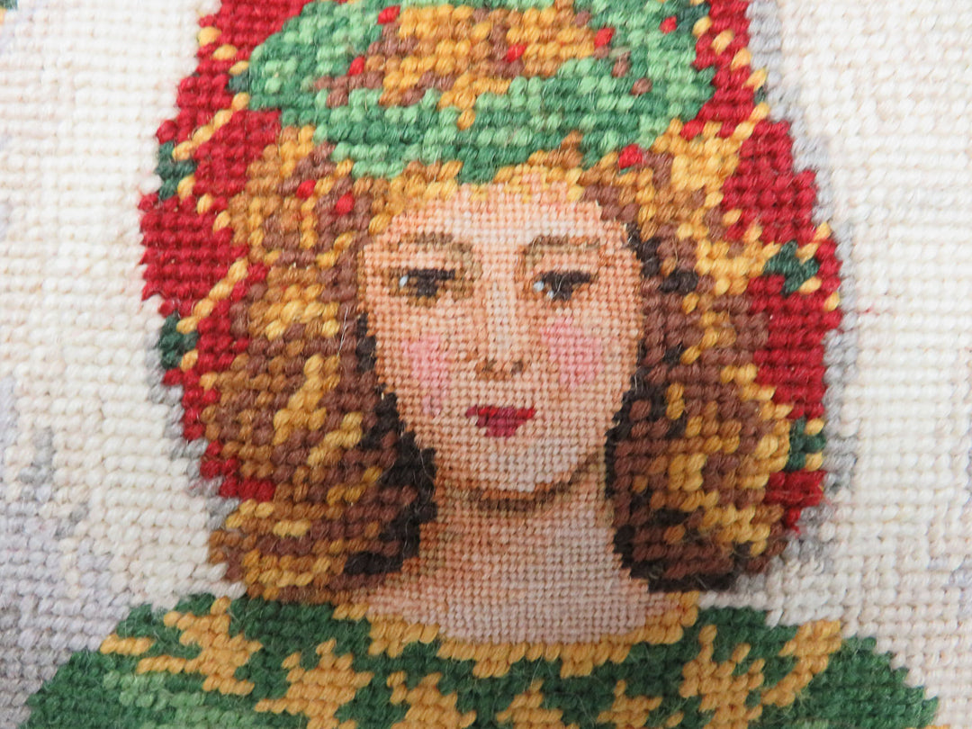 Vintage Angel Needlepoint Pillow