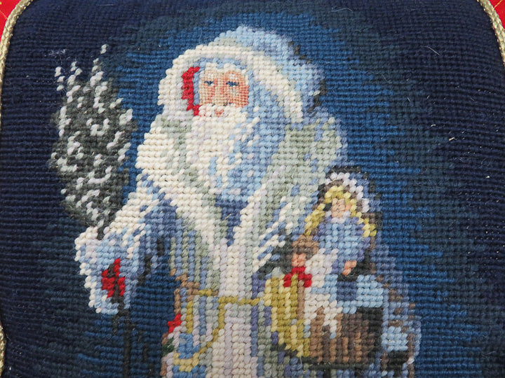 Father Christmas Needlepoint Pillow