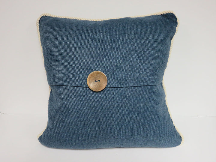 Square Blue Burlap Pillow