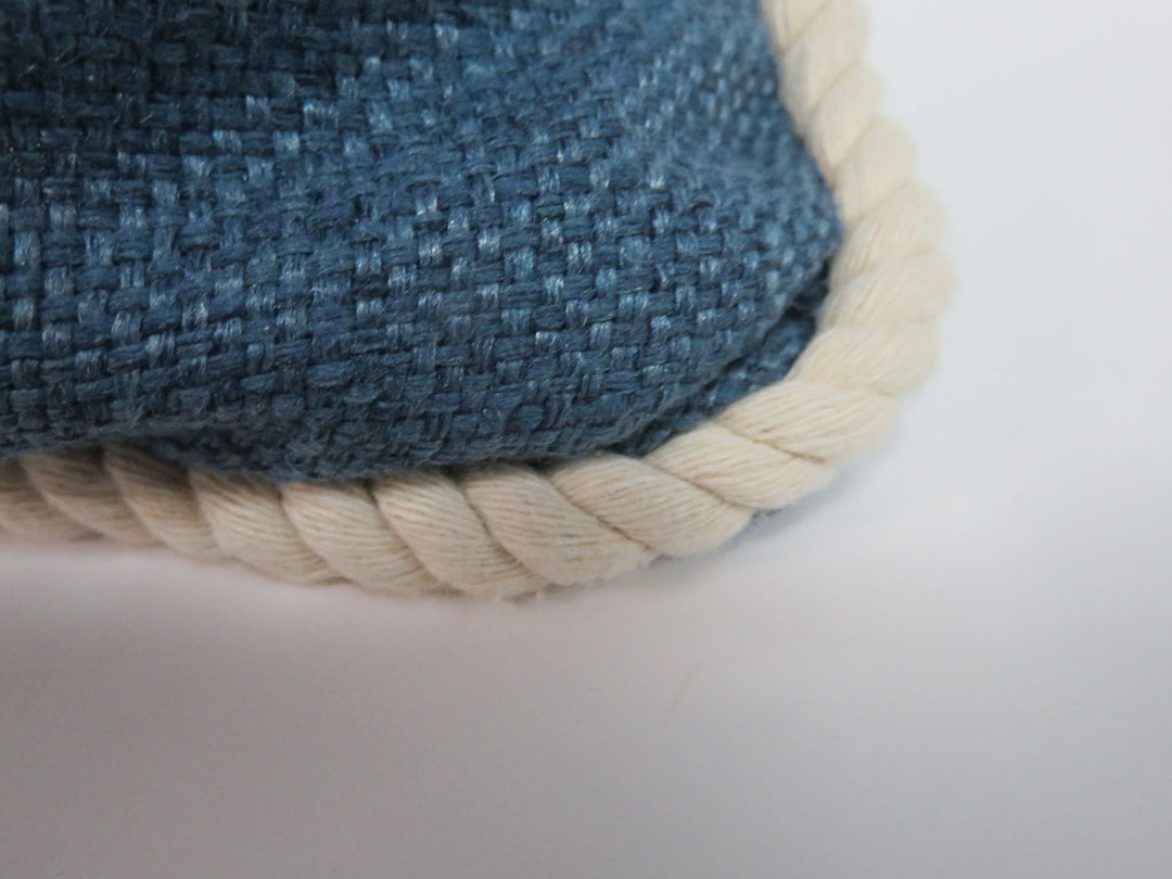 Square Blue Burlap Pillow