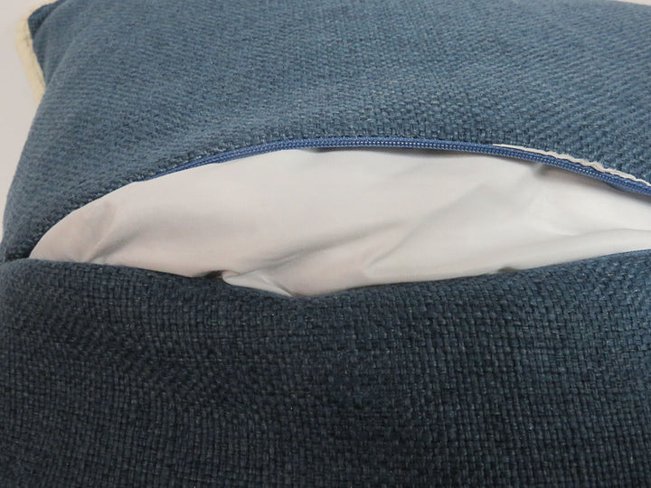 Square Blue Burlap Pillow