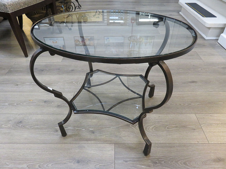 Black Iron & Glass End Table