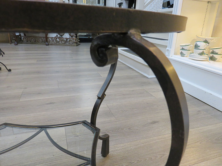 Black Iron & Glass End Table
