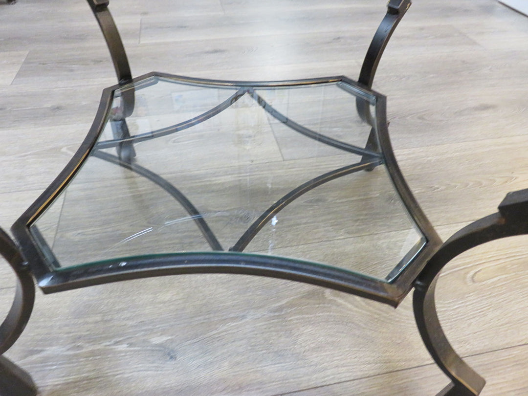 Black Iron & Glass End Table