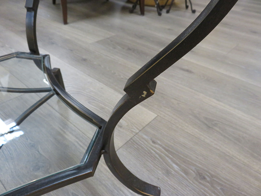 Black Iron & Glass End Table