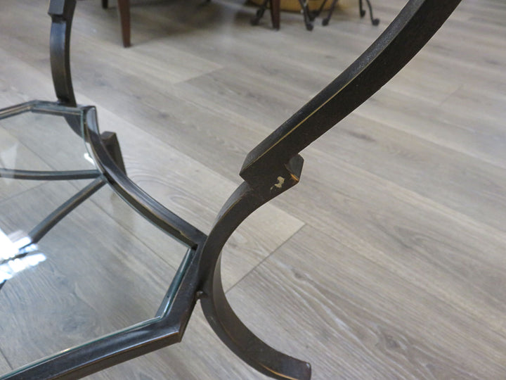 Black Iron & Glass End Table