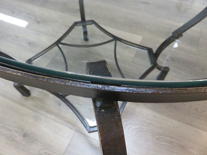 Black Iron & Glass End Table