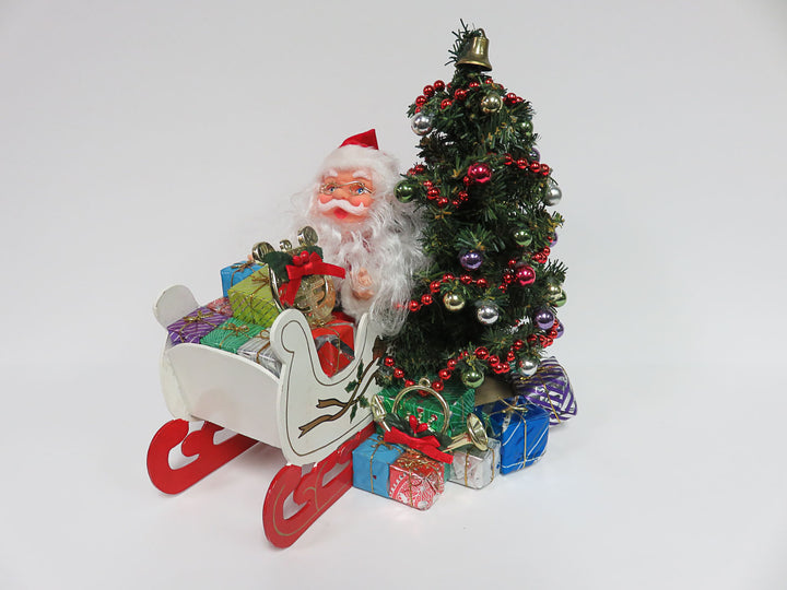 Santa in Wood Sleigh