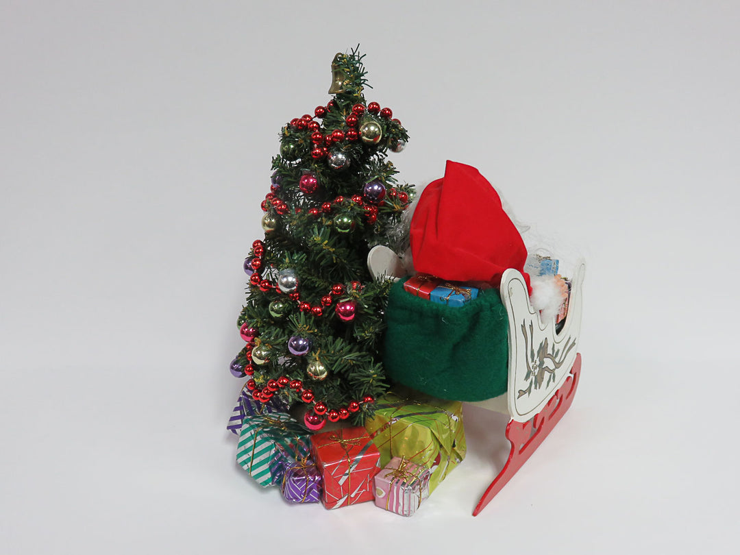 Santa in Wood Sleigh