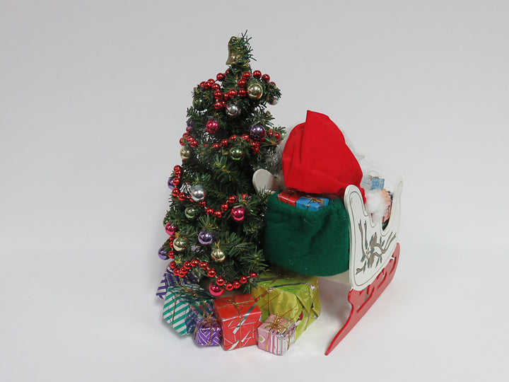 Santa in Wood Sleigh