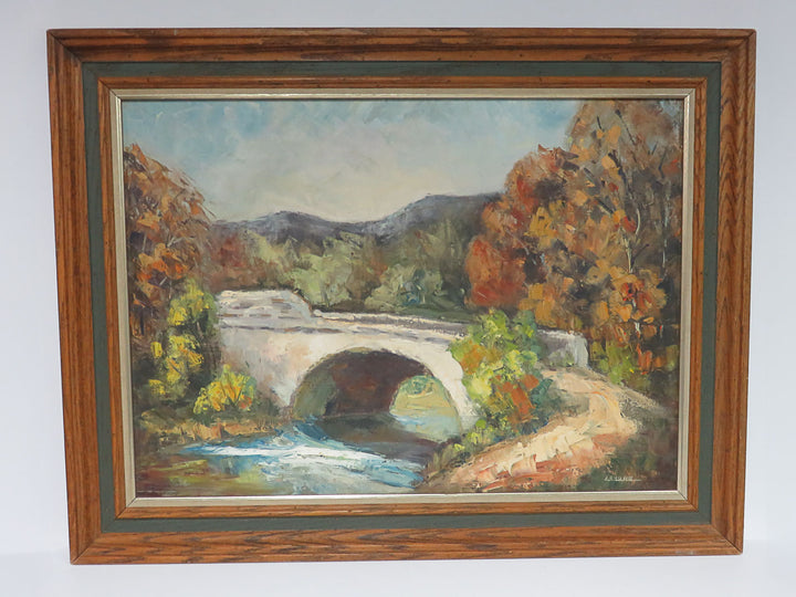 Original Oil Landscape with Bridge