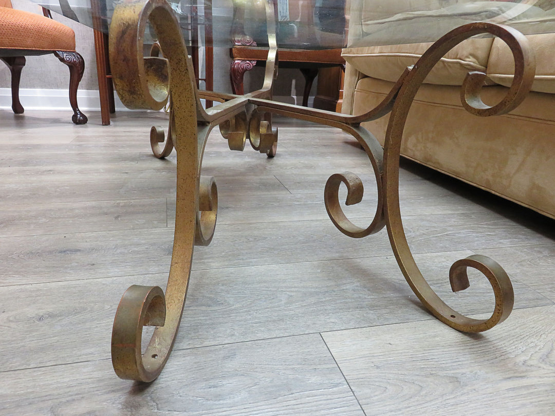 Scrolled Metal & Glass Coffee Table