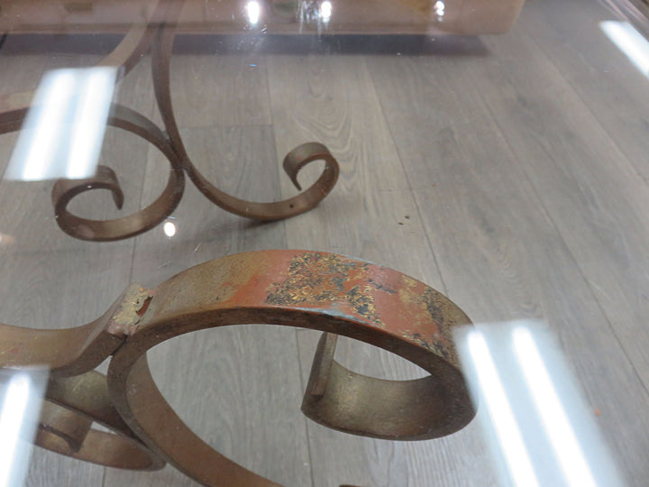 Scrolled Metal & Glass Coffee Table