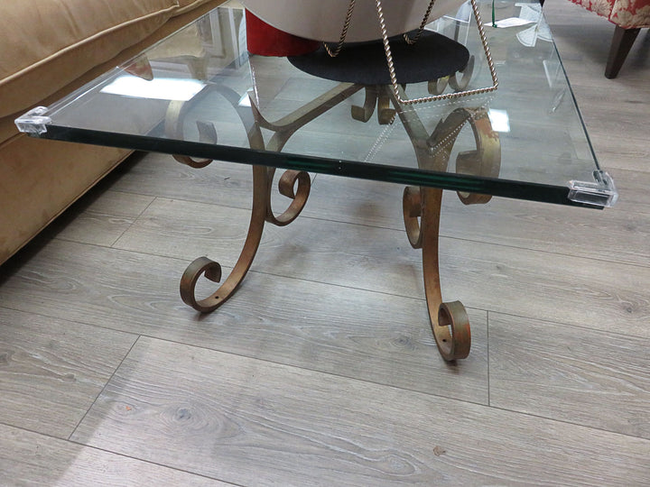 Scrolled Metal & Glass Coffee Table