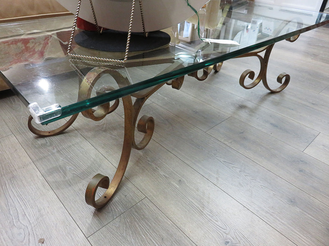 Scrolled Metal & Glass Coffee Table