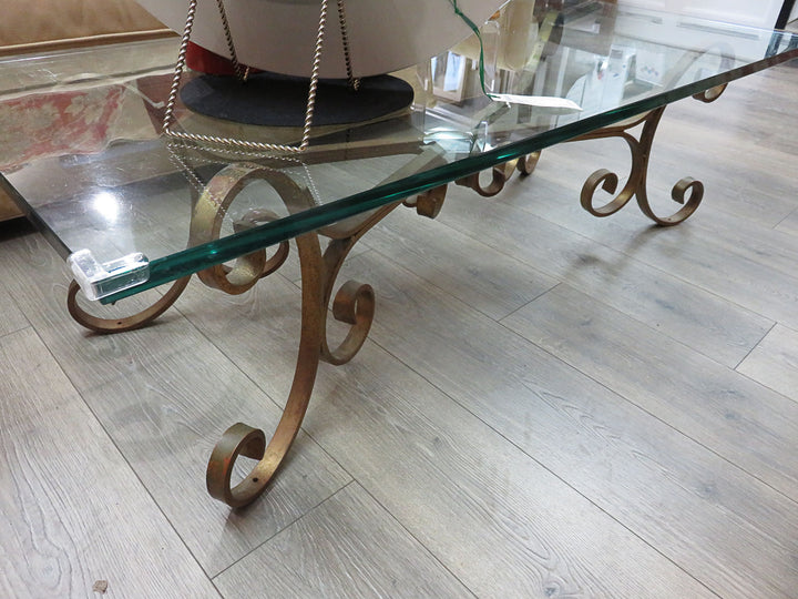 Scrolled Metal & Glass Coffee Table
