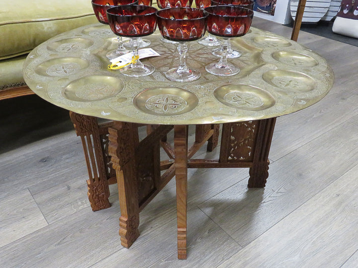 Moroccan Brass Tray Table