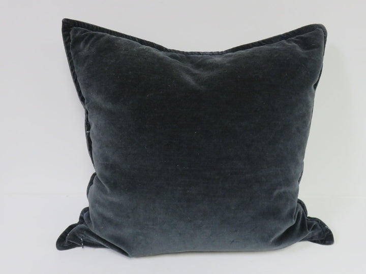 Dark Gray Velvet Throw Pillow