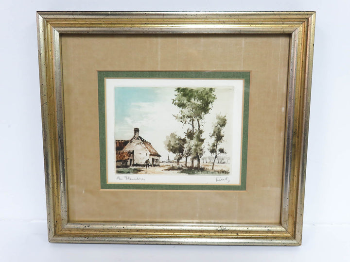 "In Flanders" Hand Colored Etching