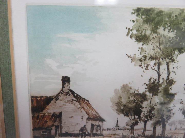 "In Flanders" Hand Colored Etching