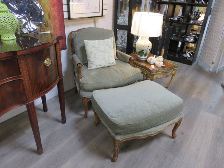 Baker Bergere Chair & Ottoman