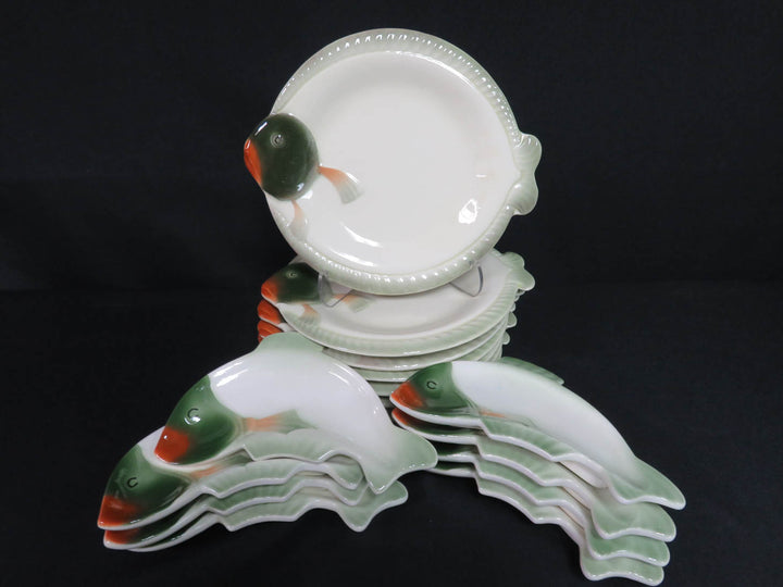 Vintage Czechoslovakian Fish Dish Set