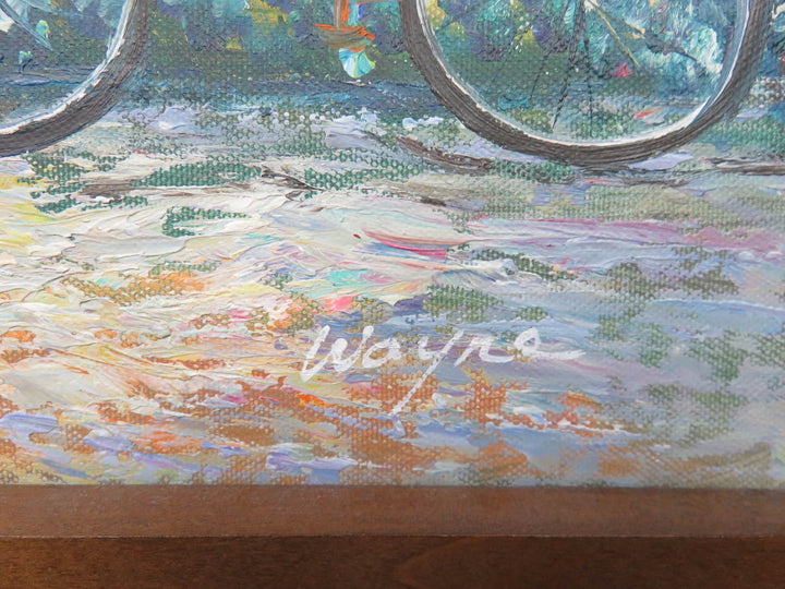 Oil Painting of Blue Door with Bicycle