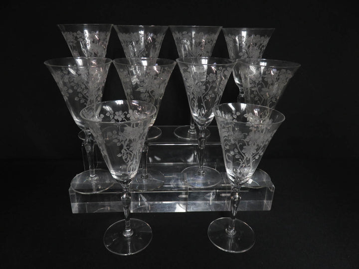 Etched Floral Water Glasses