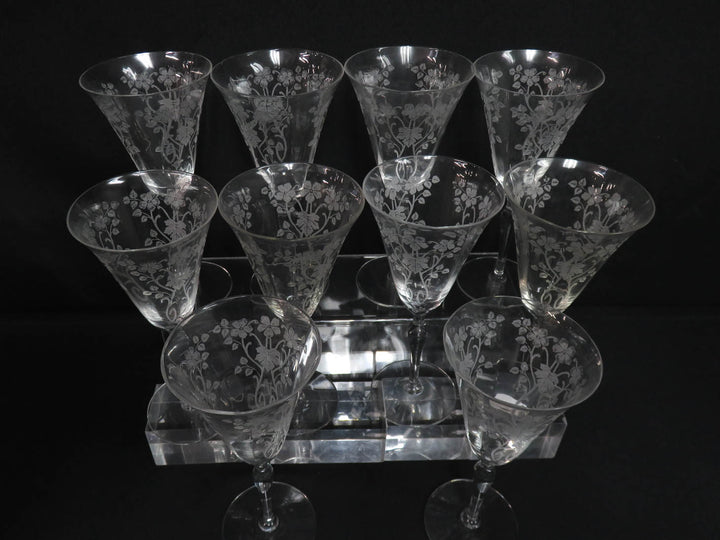 Etched Floral Water Glasses