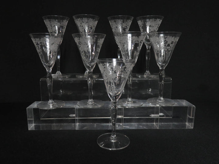 Etched Floral Sherry Glass Set