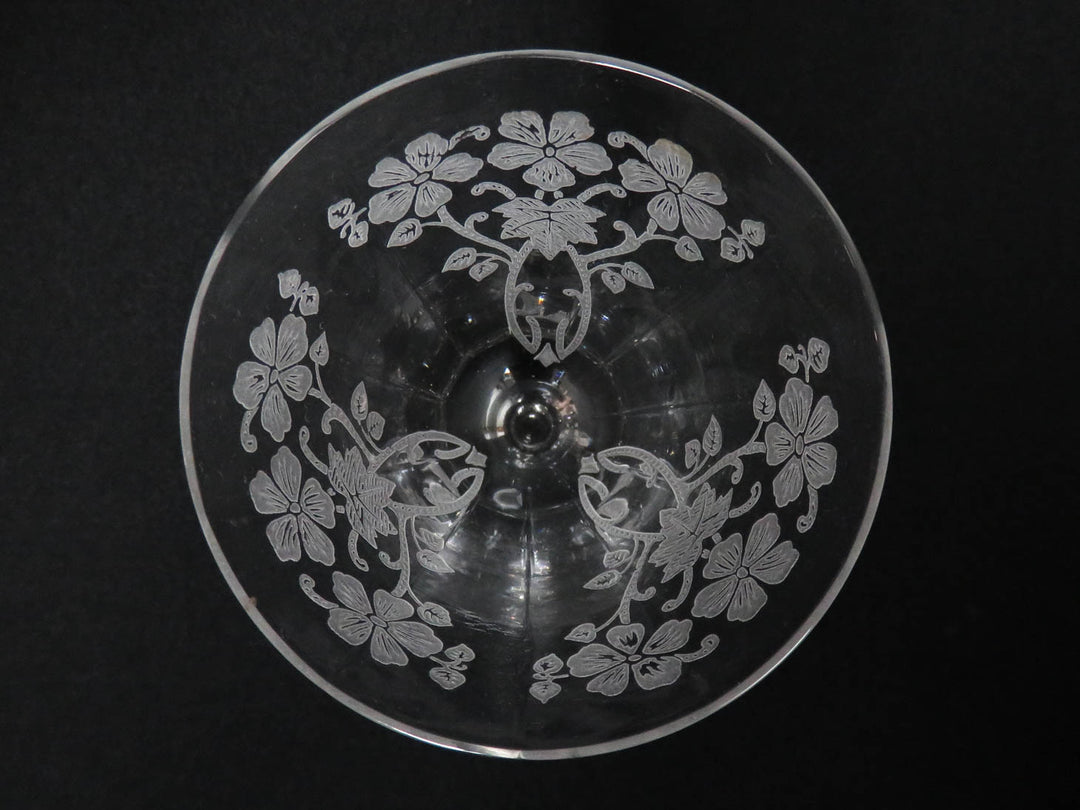 Etched Floral Sherry Glass Set