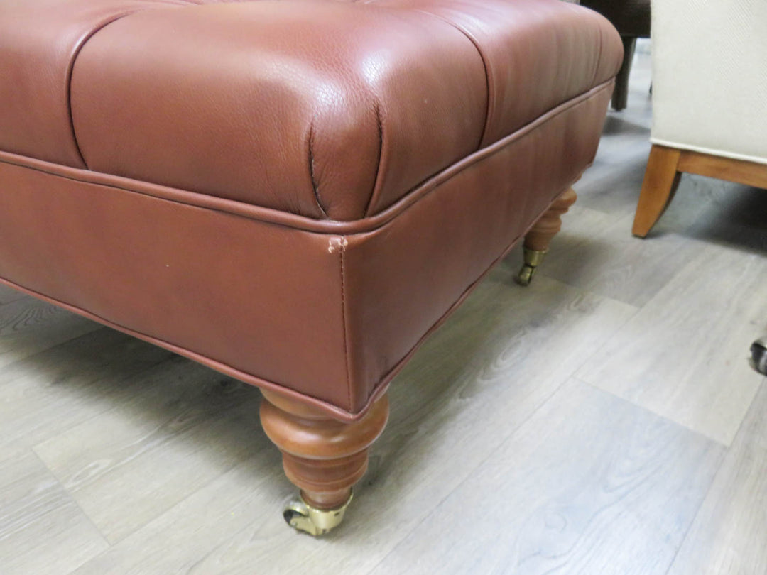 Ethan Allen Leather Ottoman