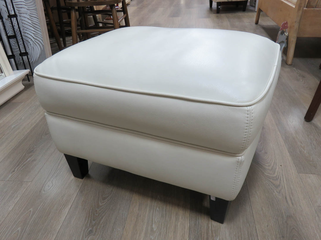 Off-White Leather Ottoman