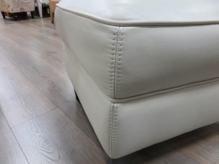 Off-White Leather Ottoman
