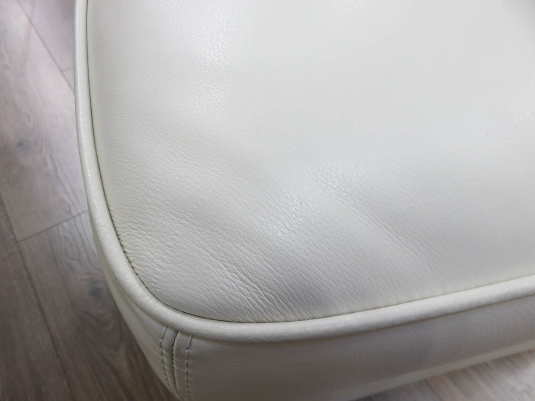 Off-White Leather Ottoman