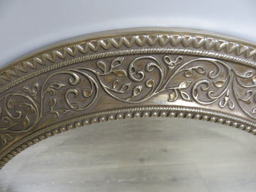 Bombay Ornate Round Silver Mirror