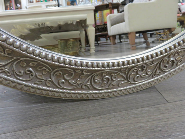 Bombay Ornate Round Silver Mirror