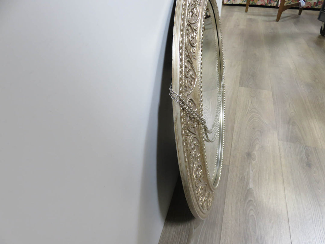 Bombay Ornate Round Silver Mirror