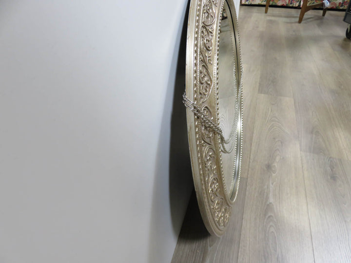 Bombay Ornate Round Silver Mirror