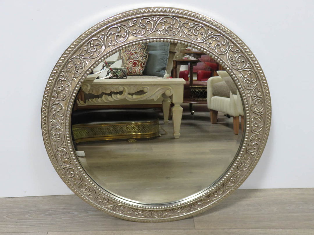 Bombay Ornate Round Silver Mirror