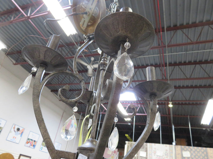 Iron and Crystal Chandelier