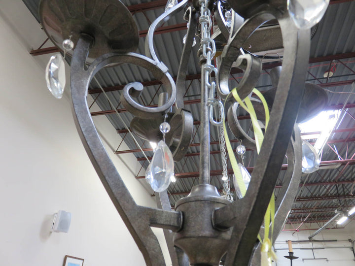 Iron and Crystal Chandelier