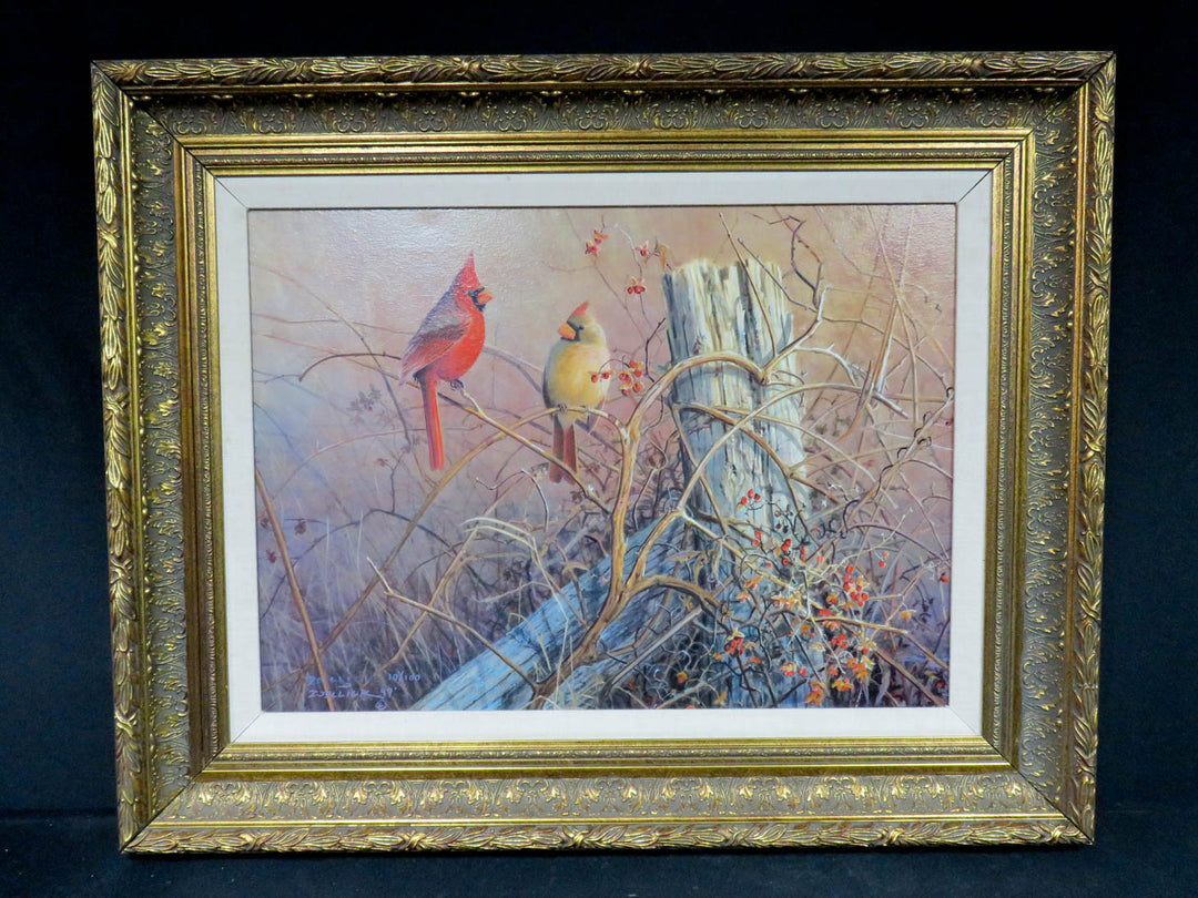 Cardinals with Bittersweet Berries Print
